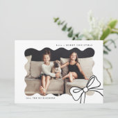 クリスマシンプルスの弓の白黒の写真 シーズンカード (スタンド正面)