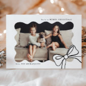 クリスマシンプルスの弓の白黒の写真 シーズンカード