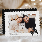 クリスマシンプルスの弓の白黒の写真 シーズンカード