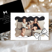 クリスマシンプルスの弓の白黒の写真 シーズンカード