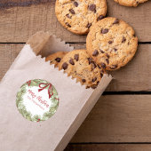 クリスマシンプルスレッドホリーベリーズパインリース ラウンドシール