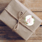 クリスマシンプルスレッドホリーベリーパイン葉ズ ラウンドシール