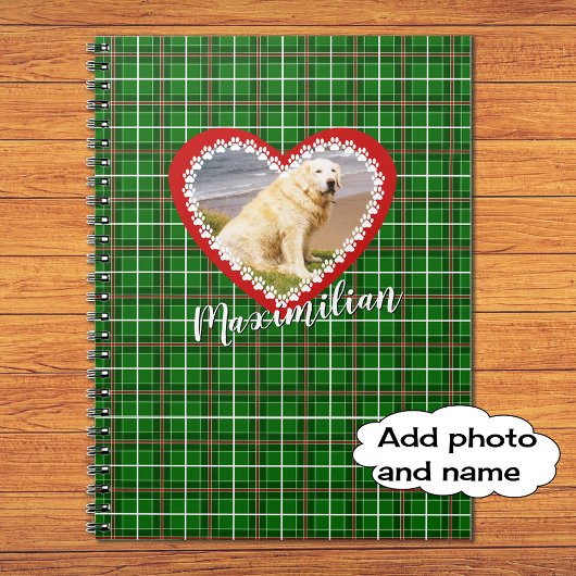 クリスマスあなたのペットの写真は赤い緑 ノートブック