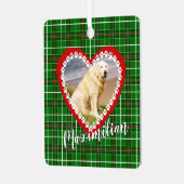 クリスマスあなたのペットの写真は赤い緑 メタルオーナメント (正面左)