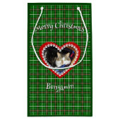 クリスマスあなたのペットの写真カスタム文字 スモールペーパーバッグ (裏面)