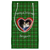 クリスマスあなたのペットの写真カスタム文字 スモールペーパーバッグ (正面)