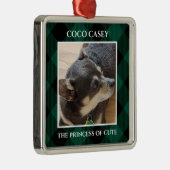 クリスマスあなたのペットの写真バッファロープレイド メタルオーナメント (右)