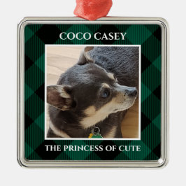 クリスマスあなたのペットの写真バッファロープレイド メタルオーナメント