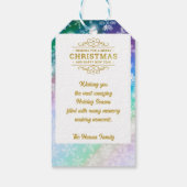 クリスマスあなたの写真と名前を追加，スノーフレーク ギフトタグ (裏面)