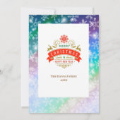 クリスマスあなたの写真と名前を追加，スノーフレーク 招待状 (裏面)