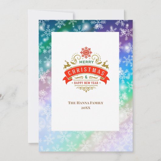 クリスマスあなたの写真と名前を追加,スノーフレーク 招待状 (裏面)