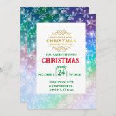 クリスマスあなたの写真と名前を追加，スノーフレーク 招待状 (正面/裏面)