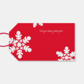 クリスマスあなたの写真の平和の愛の喜び赤いスクリプト ギフトタグ (裏面横)