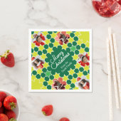 クリスマスあなたの写真を追加6緑の紙ナプキン スタンダードカクテルナプキン (インサイチュ)