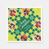 クリスマスあなたの写真を追加6緑の紙ナプキン スタンダードカクテルナプキン (正面)