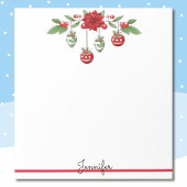クリスマスあなたの名前を追加Poinsettiaオーナメントギフト ノートパッド