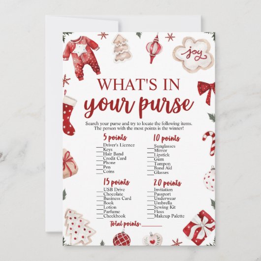 クリスマスあなたの財布の赤ちゃんシャワーゲームに何がある 招待状 (正面)