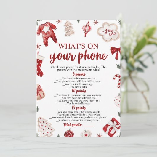 クリスマスあなたの電話の赤ちゃんシャワーゲームに何がある 招待状 (スタンド正面)
