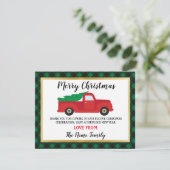 クリスマスありがとうカード ホリデー トラック 赤 招待状 (スタンド正面)