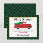 クリスマスありがとうカード ホリデー トラック 赤 招待状 (正面/裏面)