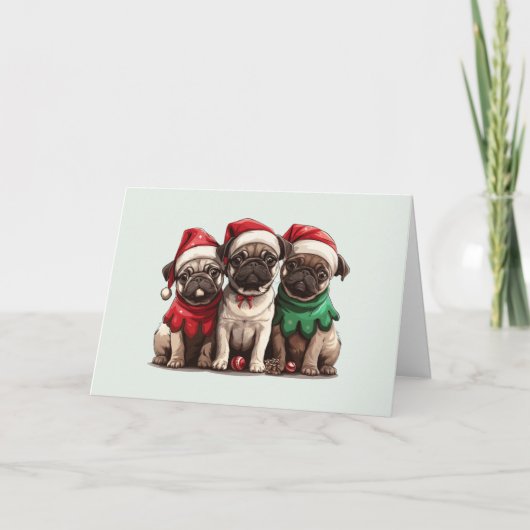 クリスマスありがとうパグ犬 サンキューカード (正面)