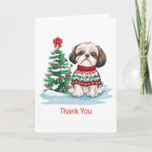 クリスマスありがとう シーツゥー 犬 サンキューカード (正面)