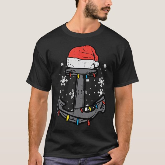 クリスマスいかりサンタクリスマスズボートセーリングキャプテンM Tシャツ (正面)