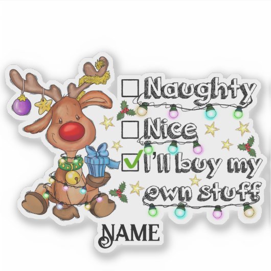 クリスマスいけなとニースパーソナライズされた シール (正面)