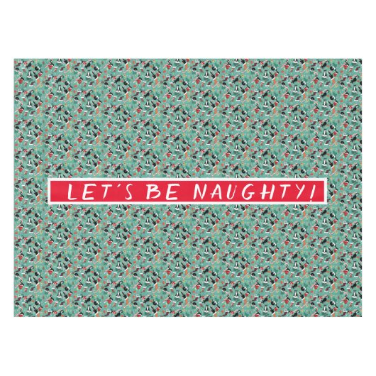 クリスマスいけなの猫とストッキングパーソナライズされた テーブルクロス (正面(横))