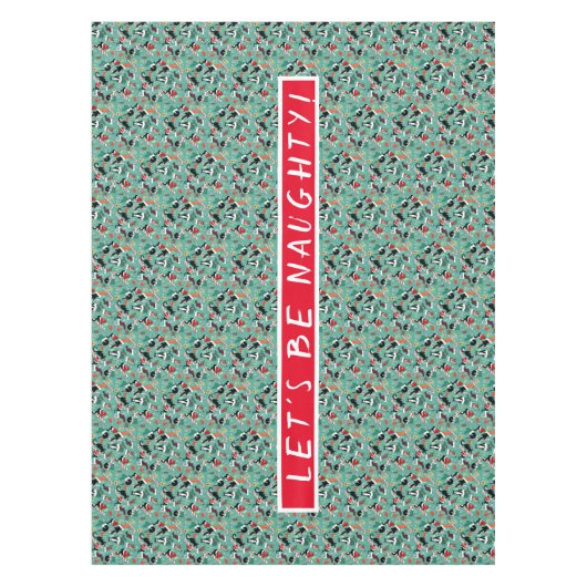 クリスマスいけなの猫とストッキングパーソナライズされた テーブルクロス (正面)