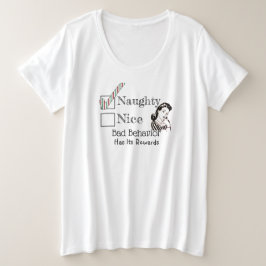 クリスマスいけなまたは素敵なグリッターリストレトロ女の子 プラスサイズTシャツ