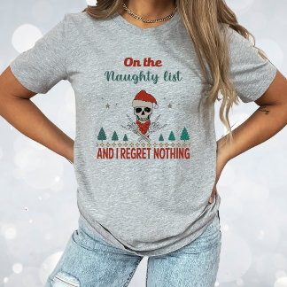 クリスマスいけなスカルリスト後悔なしおもしろい Tシャツ