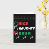 クリスマスいけなニースブルおもしろいクリスマスリスト女性 カード (黄色い花)