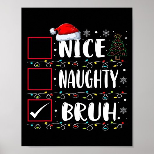 クリスマスいけなニースブルおもしろいクリスマスリスト女性 ポスター (正面)