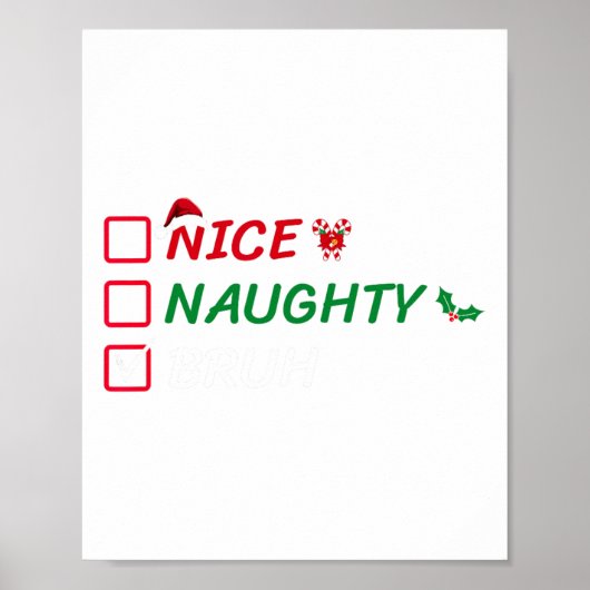 クリスマスいけなニースブルおもしろいクリスマスリスト女性 ポスター (正面)