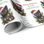 クリスマスいけなライトで絡まる猫を定義 ラッピングペーパー (ロールコーナー)