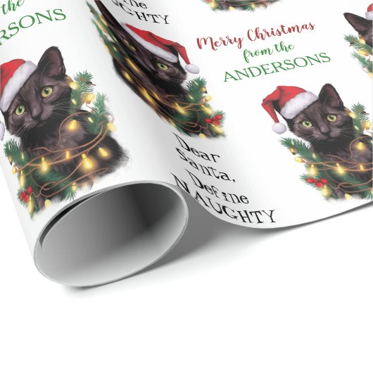 クリスマスいけなライトで絡まる猫を定義 ラッピングペーパー (ロールコーナー)