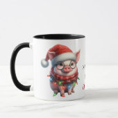 クリスマスいけなライトで絡む豚を定義 マグカップ (左)