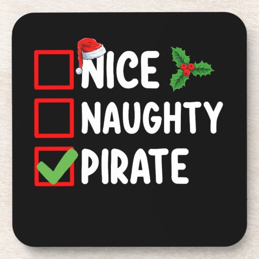 クリスマスいけなリストに一致する素敵な海賊の家族 コースター (正面)