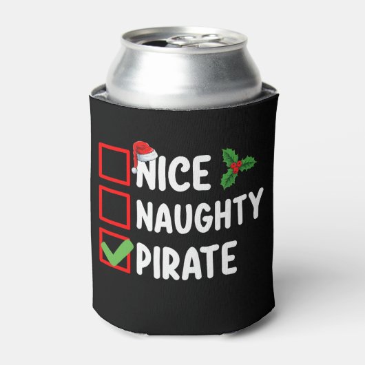 クリスマスいけなリストに一致する素敵な海賊の家族 缶クーラー (缶正面)