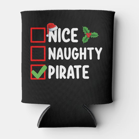 クリスマスいけなリストに一致する素敵な海賊の家族 缶クーラー (正面)