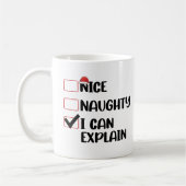 クリスマスいけなリストのサンタを説明できるいいね コーヒーマグカップ (左)