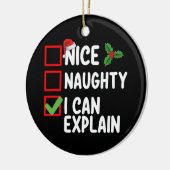 クリスマスいけなリストの休日を説明するニース セラミックオーナメント (左)