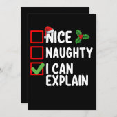 クリスマスいけなリストの休日を説明するニース 招待状 (正面/裏面)