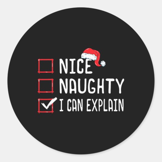 クリスマスいけなリストを説明するニース1 ラウンドシール (正面)
