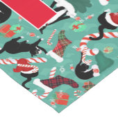 クリスマスいけな猫とクリスマスストッキング ショートテーブルランナー (コーナー)