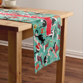 クリスマスいけな猫とクリスマスストッキング ショートテーブルランナー (インサイチュ)