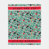 クリスマスいけな猫パーソナライズされたになりよう フリースブランケット (正面)