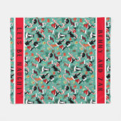 クリスマスいけな猫パーソナライズされたになりよう フリースブランケット (正面(横))