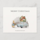 クリスマスうさぎのピーターと車 ポストカード (正面)